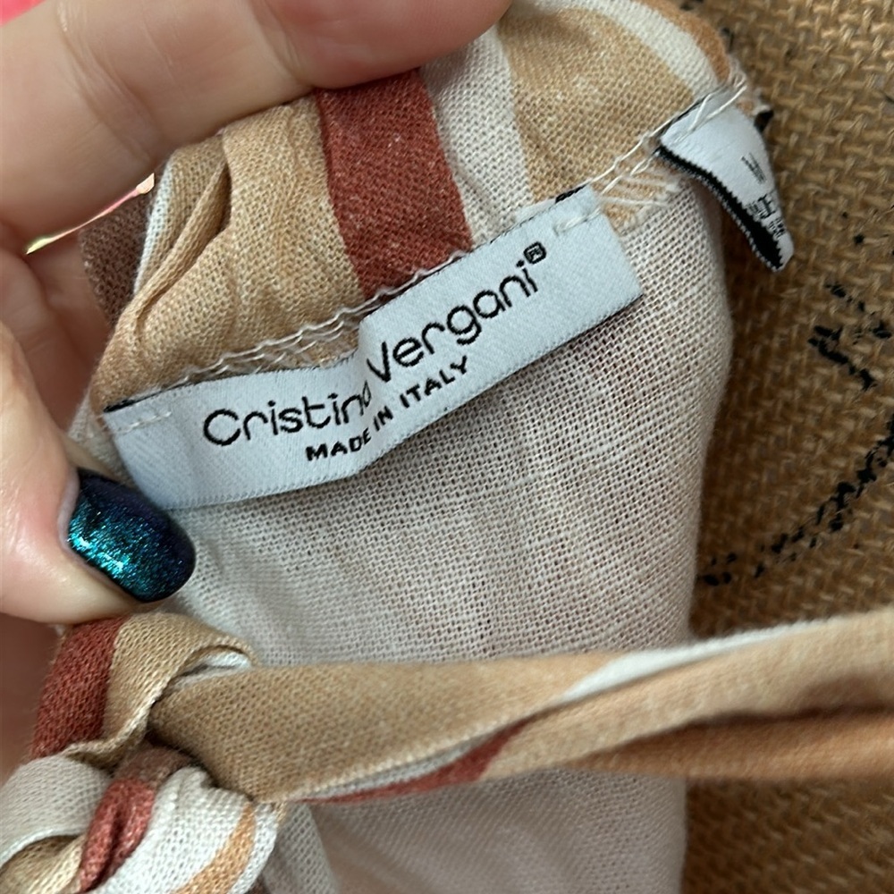 🤎🤎🤎Christina Vergani medium linen dress brown tan maxi - Picture 7 of 9